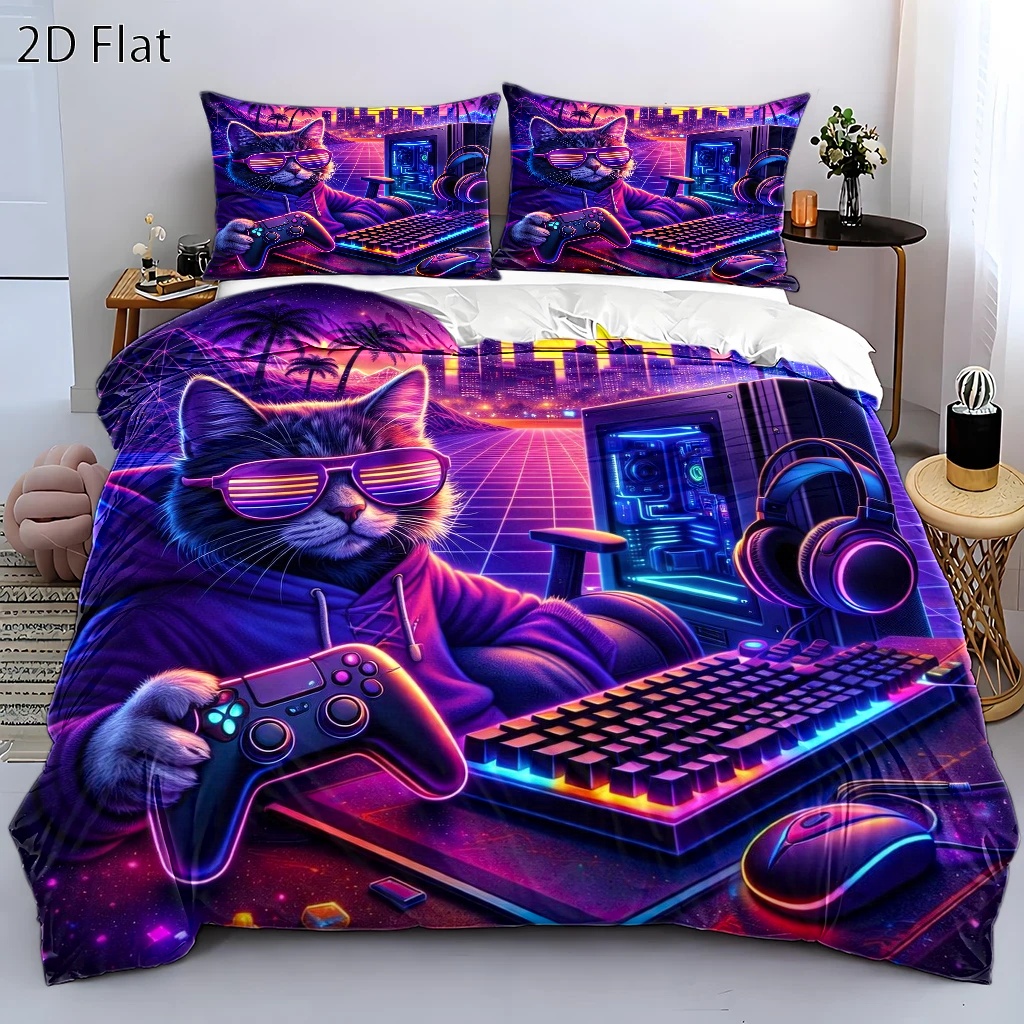 Esports Gaming Bed - Set Selimut Cyberpunk Esports Cat Theme