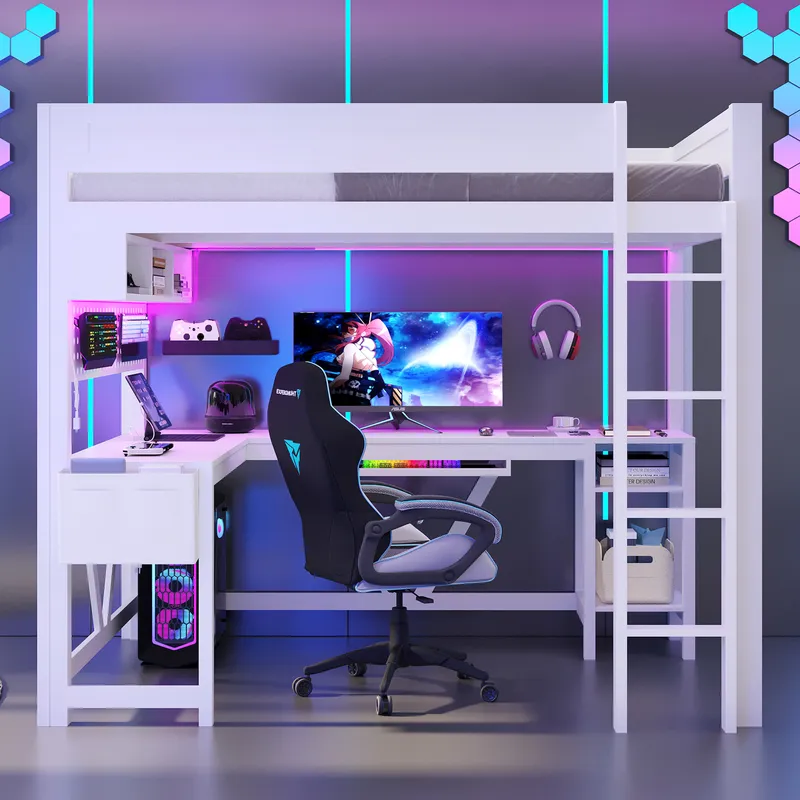 Tempat Tidur Loft Gaming Putih - Esports Gaming Bed ulasan dan harga