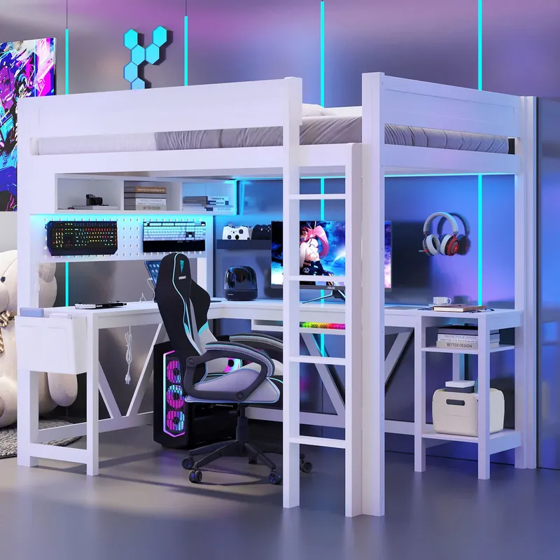 Tempat Tidur Loft Gaming Putih - Esports Gaming Bed ulasan dan harga